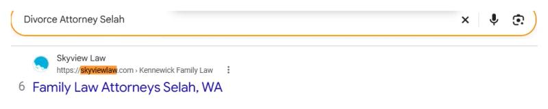 Google result 6: Skyview Law for Divorce Attorney Selah