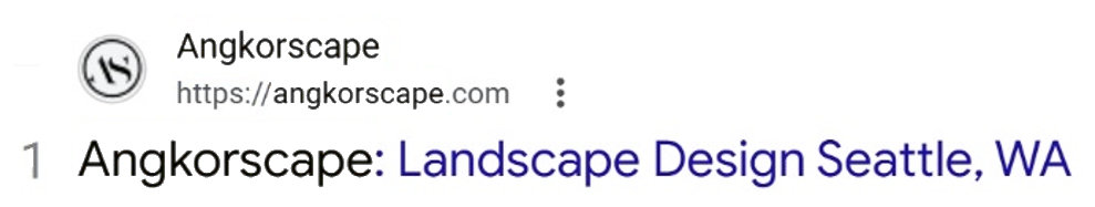 Google result: Angkorscape first for luxury landscape design in Seattle