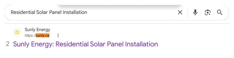 Google result 2: Sunly Energy for Residential Solar Panel Installation