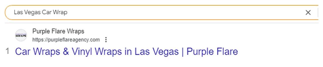 Google result 1: Purple Flare Wraps for Las Vegas Car Wrap
