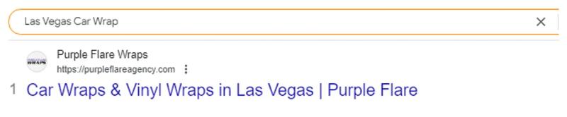 Google result 1: Purple Flare Wraps for Las Vegas Car Wrap