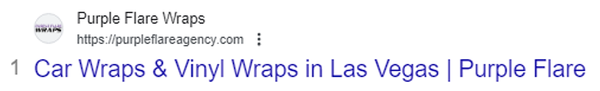 Google result number 1 for Las Vegas Car Wrap: Purple Flare Wraps, Car Wraps and Vinyl Wraps in Las Vegas