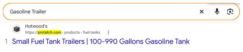 Google result 1: Pro-Tatch (Hotwood&rsquo;s) for Gasoline Trailer