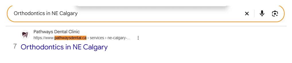 Google result 7: Pathways Dental Clinic for Orthodontics in NE Calgary