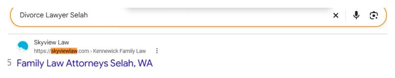 Google result 5: Skyview Law for Divorce Lawyer Selah