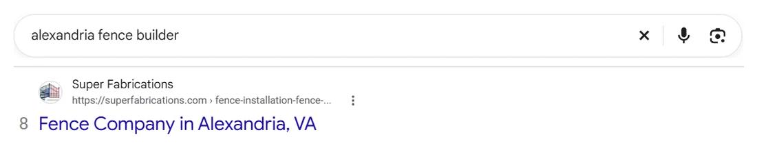 Google result 8: Super Fabrications for alexandria fence builder