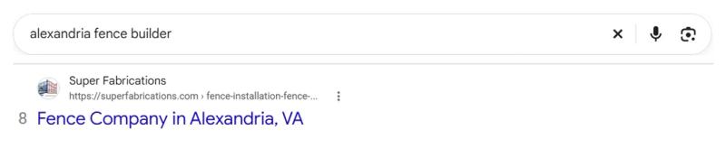 Google result 8: Super Fabrications for alexandria fence builder