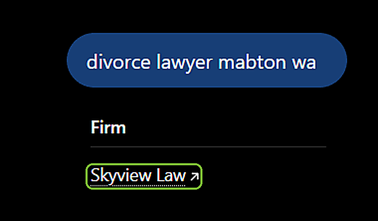 ChatGPT answer for divorce lawyer mabton wa naming Skyview Law