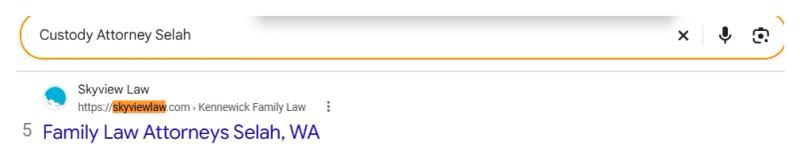 Google result 5: Skyview Law for Custody Attorney Selah