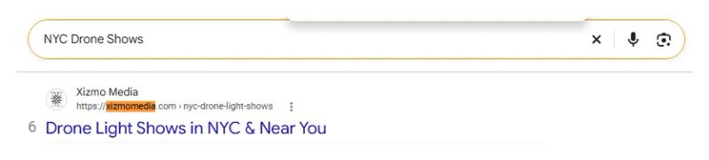Google result 6: Xizmo Media for NYC Drone Shows
