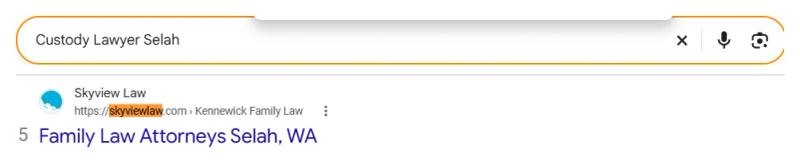 Google result 5: Skyview Law for Custody Lawyer Selah