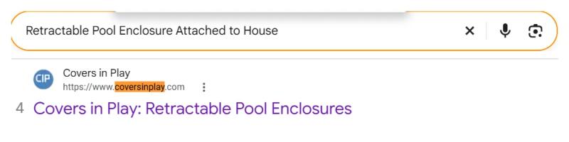 Google result 4: Covers in Play for Retractable Pool Enclosure Attached to House