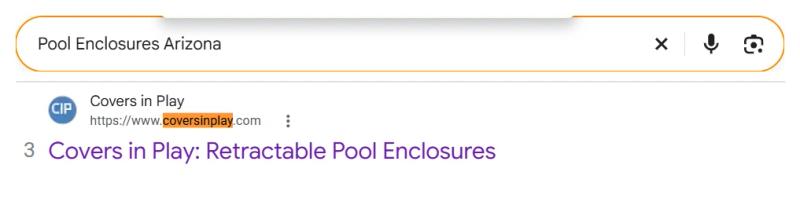 Google result 3: Covers in Play for Pool Enclosures Arizona
