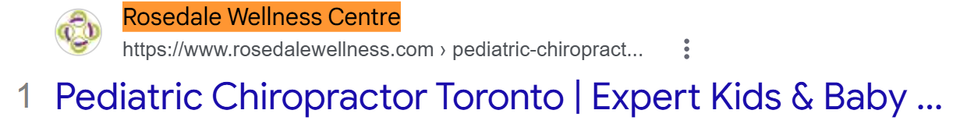Google result 1 for baby chiropractor Toronto: Rosedale Wellness Centre