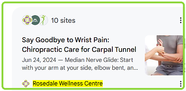 Google AI answer for chiropractor for carpal tunnel, Toronto: Rosedale Wellness Centre