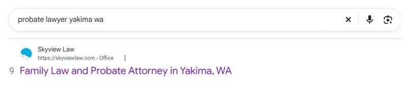 Google result 9: Skyview Law for probate lawyer yakima wa