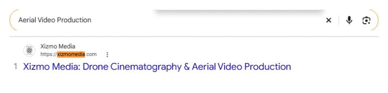Google result 1: Xizmo Media for Aerial Video Production