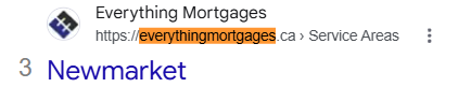 Google result 3 for newmarket mortgage broker: Everything Mortgages