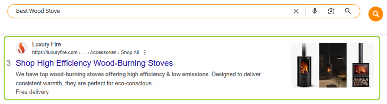 Google search for best wood stove: Luxury Fire result 3