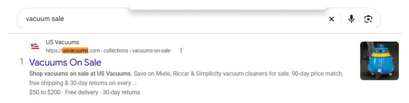 Google result 1: US Vacuums for Vacuum sale