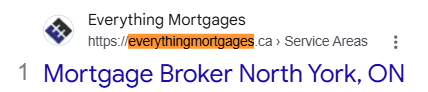 Google result 1 for mortgage north york: Everything Mortgages