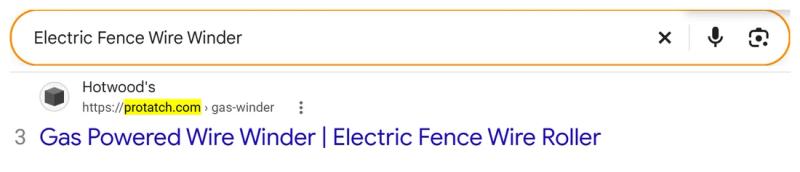 Google result 3: Pro-Tatch (Hotwood&rsquo;s) for Electric Fence Wire Winder