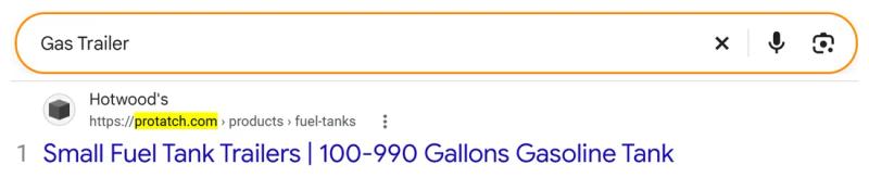 Google result 1: Pro-Tatch (Hotwood&rsquo;s) for Gas Trailer