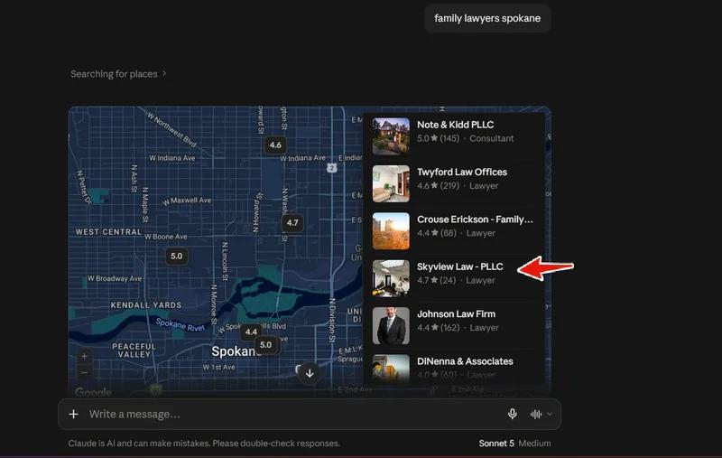 61 AI answers naming Skyview Law.