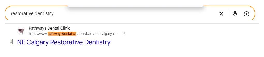 Google result 4: Pathways Dental Clinic for restorative dentistry