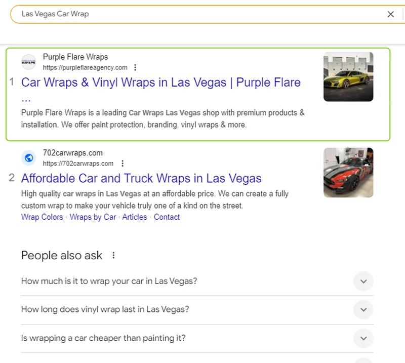 Purple Flare Wraps at #1 for Las Vegas car wrap.