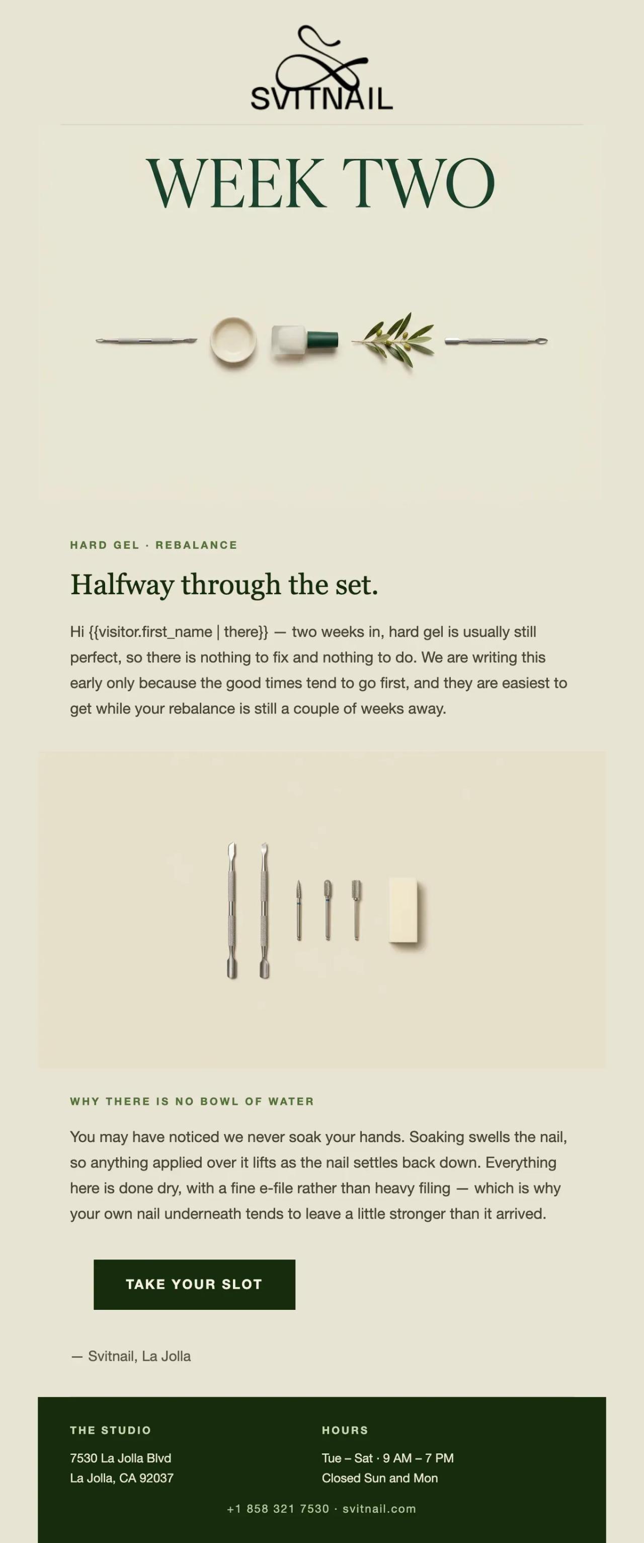 Email: Rebook Manicure, week two